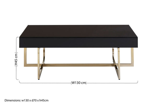 Ragusa Black Mirrored Glass Coffee Table