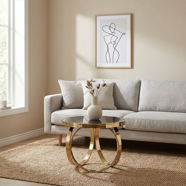 Black Mirrored Top Round Coffee Table | Ragusa