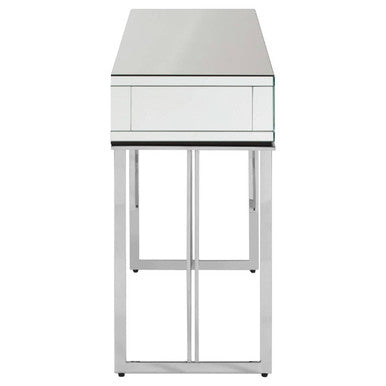 Silver  Mirrored Glass 2 Drawer Console Table | Rova