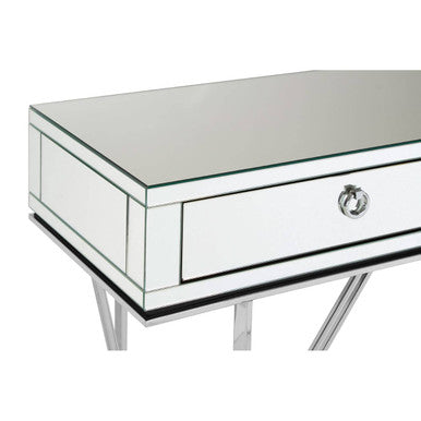 Silver  Mirrored Glass 2 Drawer Console Table | Rova