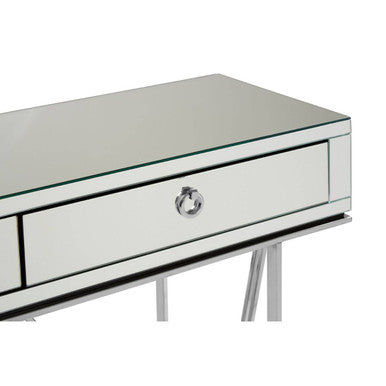 Silver  Mirrored Glass 2 Drawer Console Table | Rova