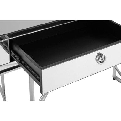 Silver  Mirrored Glass 2 Drawer Console Table | Rova