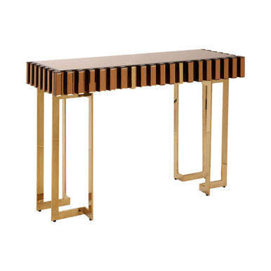 Rivoli Gold Mirrored Console Table with Drawer
