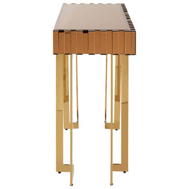 Rivoli Gold Mirrored Console Table with Drawer