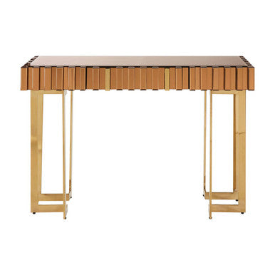 Rivoli Gold Mirrored Console Table with Drawer