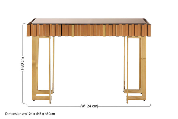 Rivoli Gold Mirrored Console Table with Drawer