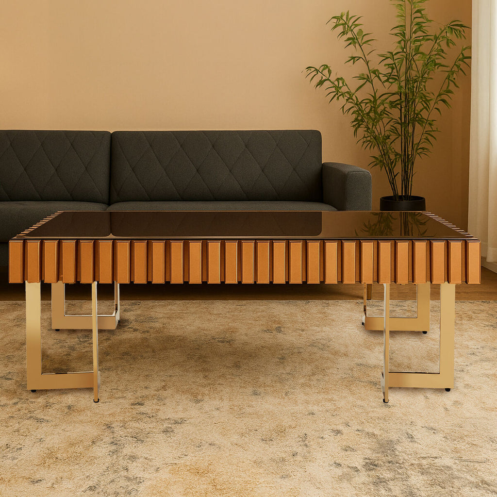 Rivoli Gold Mirrored Coffee Table with Drawer