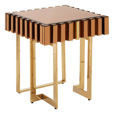 Glass Top Gold Finish Square Side Table | Rivoli