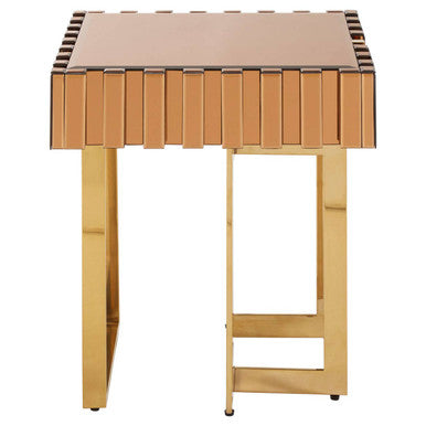 Glass Top Gold Finish Square Side Table | Rivoli
