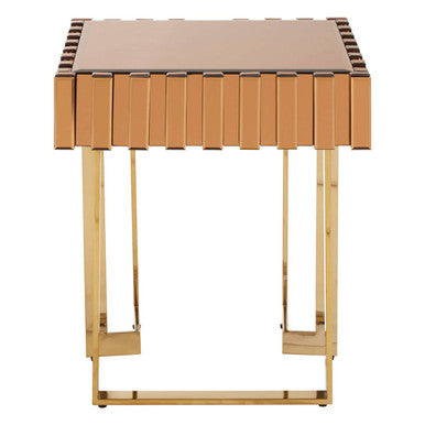 Glass Top Gold Finish Square Side Table | Rivoli
