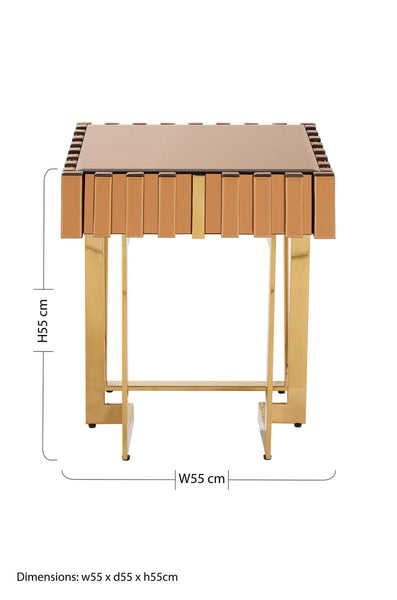 Glass Top Gold Finish Square Side Table | Rivoli