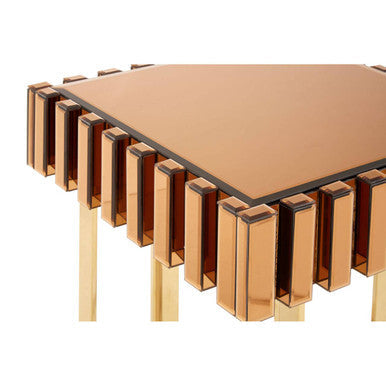 Glass Top Gold Finish Square Side Table | Rivoli