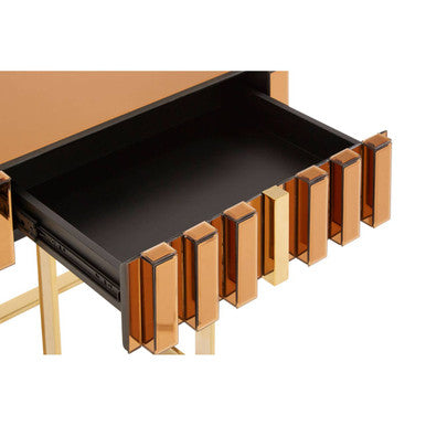 Glass Top Gold Finish Square Side Table | Rivoli