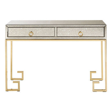 Rieti Antique Mirrored and Gold Finish 2 Drawer Console Table