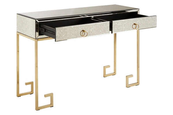 Rieti Antique Mirrored and Gold Finish 2 Drawer Console Table
