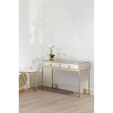 Rieti Antique Mirrored and Gold Finish 2 Drawer Console Table
