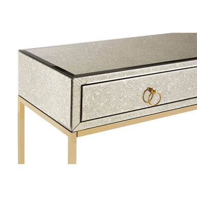 Rieti Antique Mirrored and Gold Finish 2 Drawer Console Table