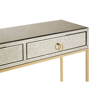 Rieti Antique Mirrored and Gold Finish 2 Drawer Console Table