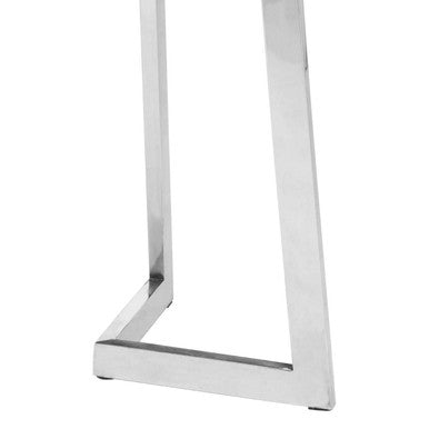 Natural Textured Bamboo Top Console Table with Silver Stainless Steel Frame | Gabar