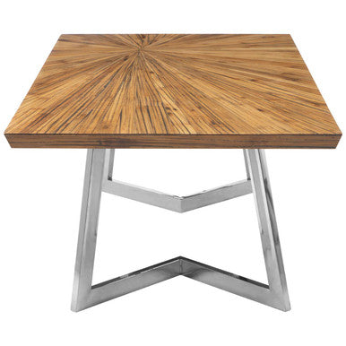 Natural Textured Bamboo Top Coffee Table with Silver Stainless Steel Frame | Gabar