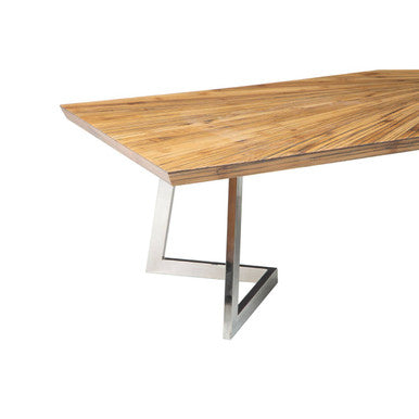 Natural Textured Bamboo Top Coffee Table with Silver Stainless Steel Frame | Gabar