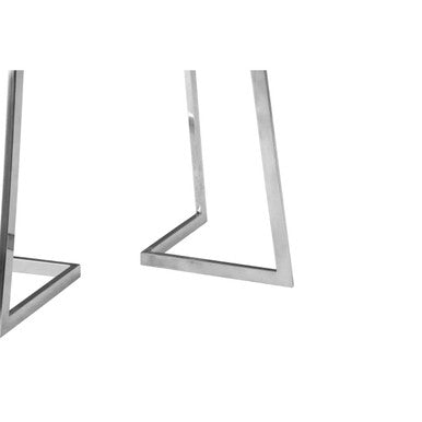 Natural Textured Bamboo Top Side Table with Silver Stainless Steel Frame | Gabar