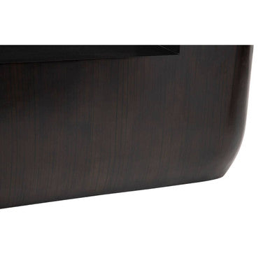 Black Oval Ebony Bamboo Console Table with Curved Edges and Undershelf Storage | Gabelle