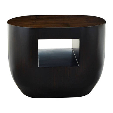 Gabelle Ebony Bamboo Oval Side Table