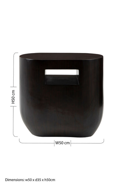 Gabelle Ebony Bamboo Oval Side Table