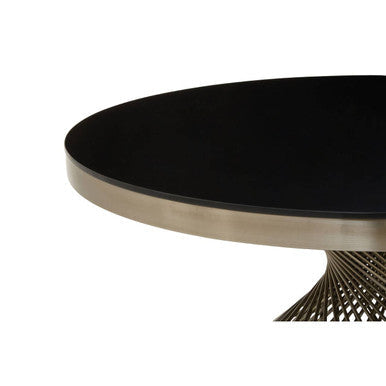 Anzio Black Glass Round Coffee Table with Silver Finish Base