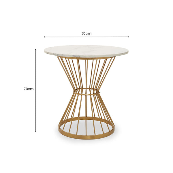 Hourglass Dining Table with White Marble Top and Gold Base | Anzio