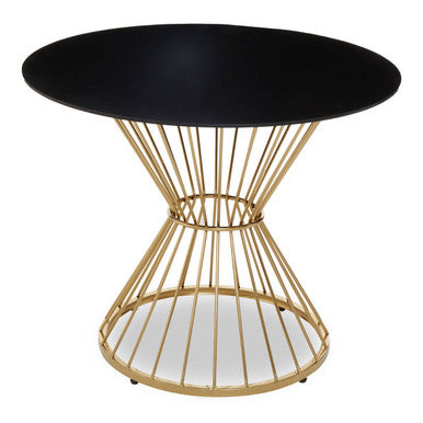 Hourglass Dining Table with Black Glass Top and Gold Base | Anzio