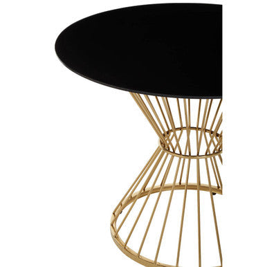 Hourglass Dining Table with Black Glass Top and Gold Base | Anzio