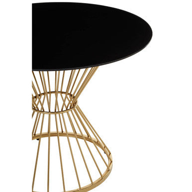 Hourglass Dining Table with Black Glass Top and Gold Base | Anzio