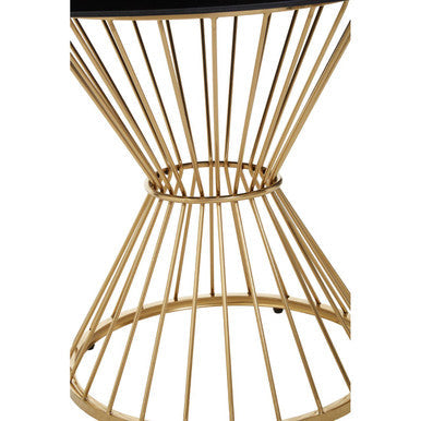 Hourglass Dining Table with Black Glass Top and Gold Base | Anzio