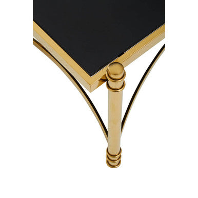 Ackley Black Glass and Gold Finish Rectangular Coffee Table