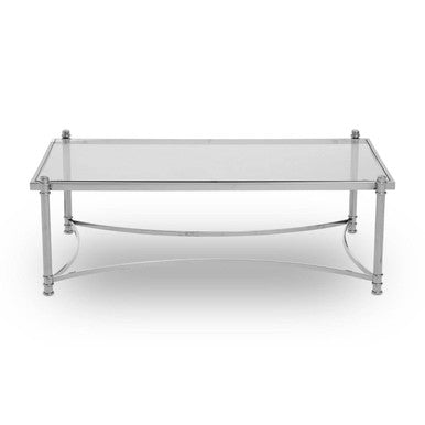 Ackley Clear Glass and Silver Finish Rectangular Coffee Table