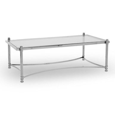 Ackley Clear Glass and Silver Finish Rectangular Coffee Table