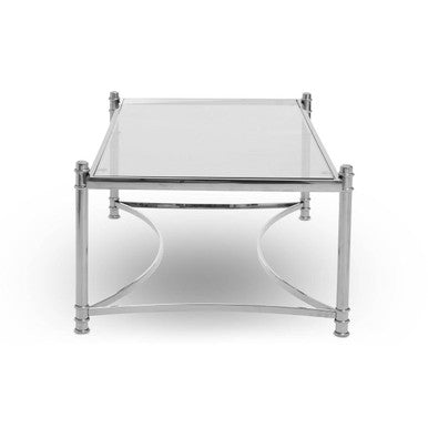 Ackley Clear Glass and Silver Finish Rectangular Coffee Table