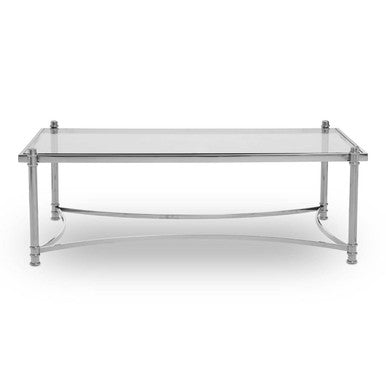 Ackley Clear Glass and Silver Finish Rectangular Coffee Table