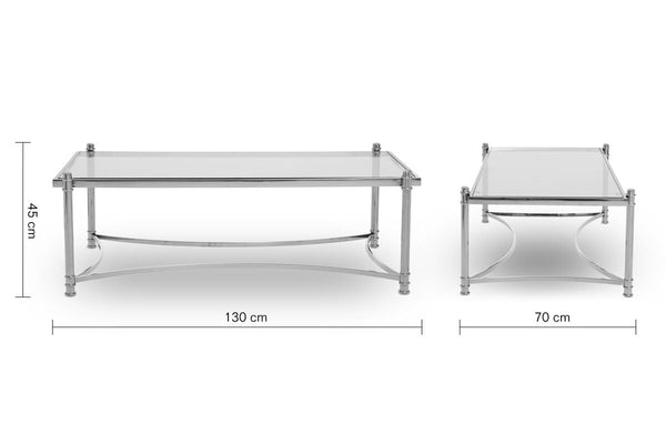 Ackley Clear Glass and Silver Finish Rectangular Coffee Table