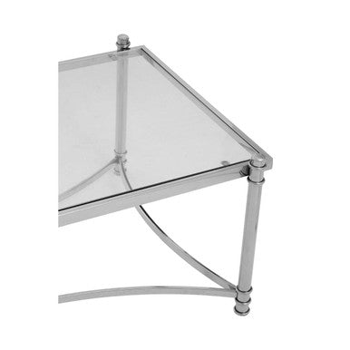Ackley Clear Glass and Silver Finish Rectangular Coffee Table