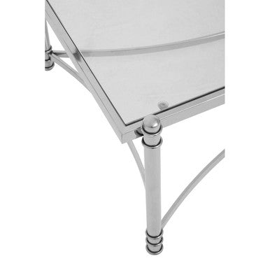 Ackley Clear Glass and Silver Finish Rectangular Coffee Table