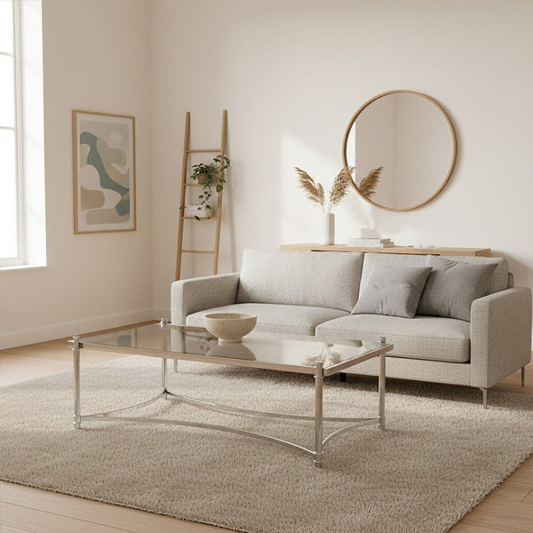 Ackley Clear Glass and Silver Finish Rectangular Coffee Table