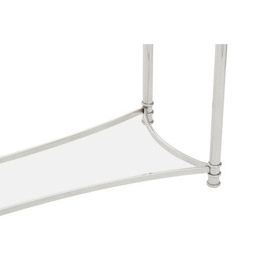 Ackley Silver Metal Console Table with Clear Glass Top