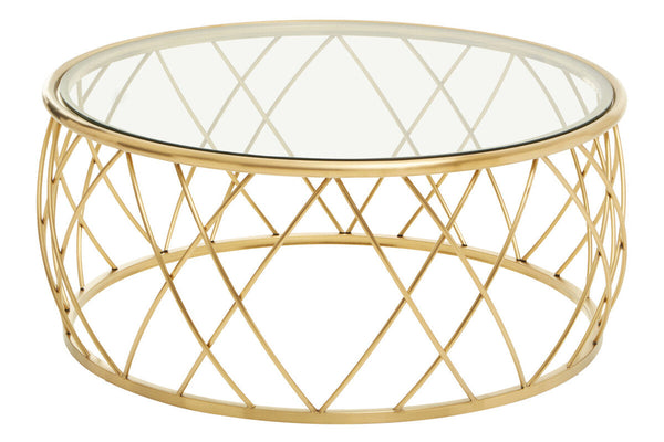 Ackley Clear Glass and Gold Finish Round Coffee Table