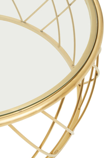Ackley Clear Glass and Gold Finish Round Coffee Table