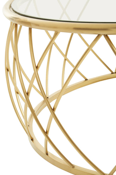 Ackley Clear Glass and Gold Finish Round Coffee Table