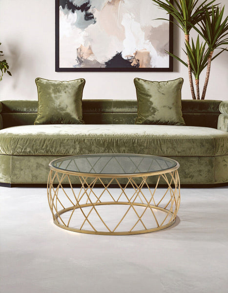 Ackley Clear Glass and Gold Finish Round Coffee Table