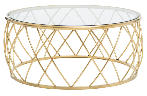 Ackley Clear Glass and Gold Finish Round Coffee Table